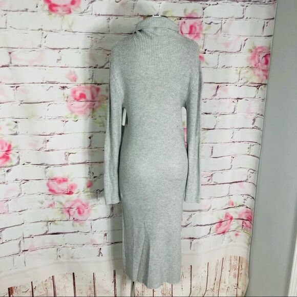 🔥5 for $25🔥 ABOUND NWOT Ribbed Mock Neck Midi Dress In Grey Light Heather - Picture 7 of 12